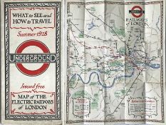 1928 London Underground POCKET MAP of the Electric Railways of London "What to see and how to