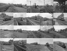 Quantity (60+) of 1940s/50s b&w STEAM RAILWAY NEGATIVES (120-size, 6cm x 6cm) taken by the railway