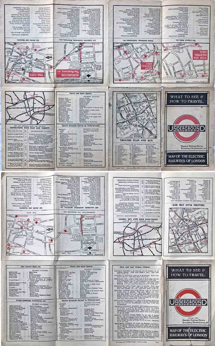 Pair of 1920s London Underground MAPS OF THE ELECTRIC RAILWAYS OF LONDON "What to See and How to - Image 2 of 2