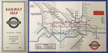 1934 London Underground diagrammatic, card POCKET MAP - No 2, 1934. An early H C Beck issue