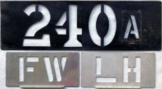 Selection (3) of London Transport bus STENCIL PLATES comprising a route number stencil 240A from a