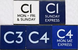 Selection (5) of London Transport bus stop enamel E-PLATES for the Croydon flat-fare routes