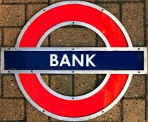 London Underground enamel PLATFORM ROUNDEL from Bank Station on the Central and Northern Lines. This