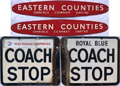 Eastern Counties & Royal Blue ENAMEL SIGNS comprising a pair of 1950s-60s Eastern Counties Omnibus