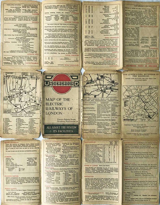 Selection (3) of early London Underground POCKET MAPS comprising undated (c1914) issue (fragile with - Image 2 of 5