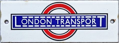 1930s London Transport bus stop timetable-panel enamel HEADER PLATE in the pre-WW2 style with over/