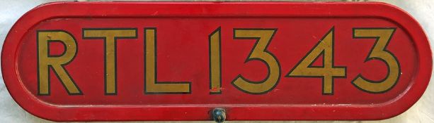 London Transport RTL bus BONNET FLEETNUMBER PLATE from RTL 1343. The original RTL 1343 entered