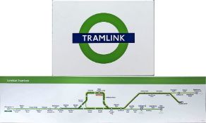 London (Croydon) Tramlink ENAMEL SIGN plus CAR ROUTE DIAGRAM. The sign measures 40cm x 30cm (16" x