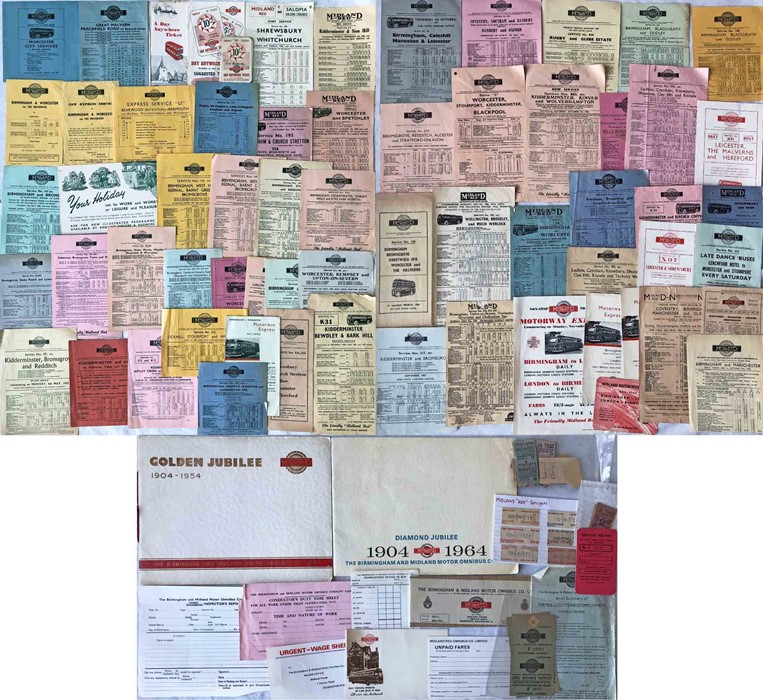 Considerable quantity of mainly 1930s-1950s Midland Red ephemera comprising a bundle of 50+