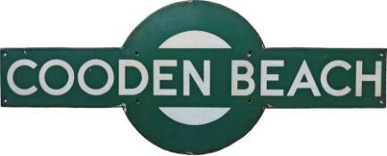 Southern Railway enamel PLATFORM TARGET SIGN from Cooden Beach station on the former LBSCR line from