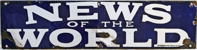 c1930s-50s ENAMEL ADVERTISING SIGN 'News of the World'. We think this would have been on one of