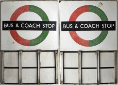 London Transport enamel BUS & COACH STOP FLAG (Compulsory version) A 1950s/60s 'bullseye'-style,