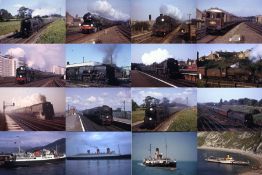 Quantity (c130) of 1950s/60s 35mm COLOUR SLIDES of steam railway & shipping subjects comprising