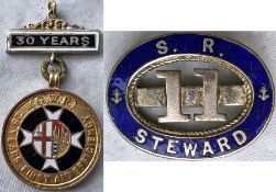 Pair of railway MEDALS/BADGES comprising a Great Western Railway (GWR) 25 years First Aid Efficiency