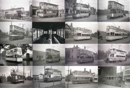 Quantity (c70) of 1950s b&w TRAM NEGATIVES (size 120, 8cm x 6cm) taken across the UK and featuring a