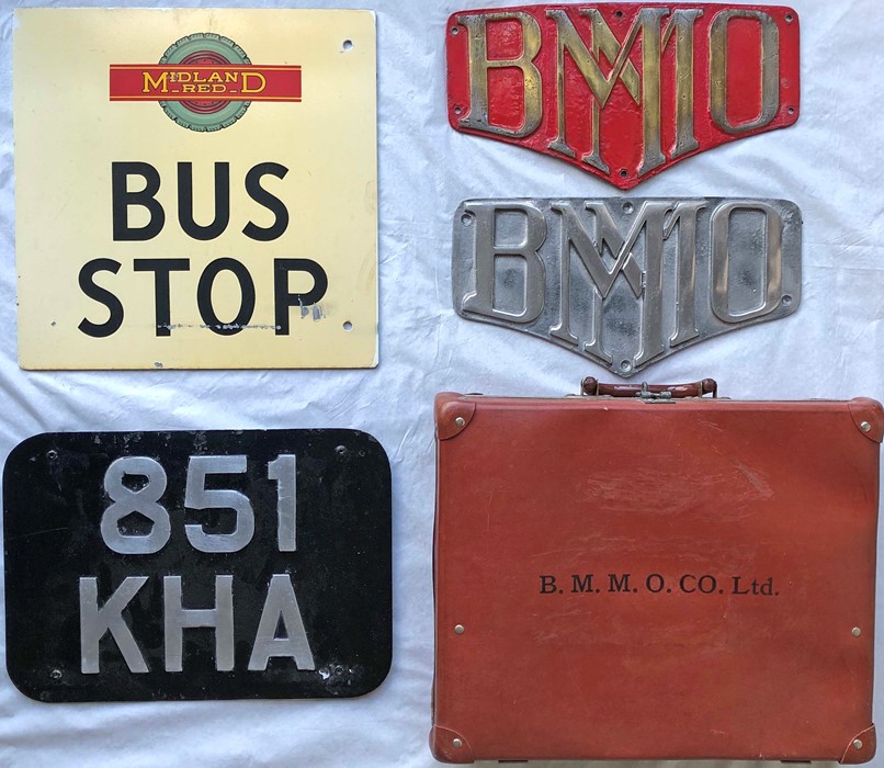 Midland Red (BMMO) items (5) comprising a double-sided, painted alloy BUS STOP FLAG, rear