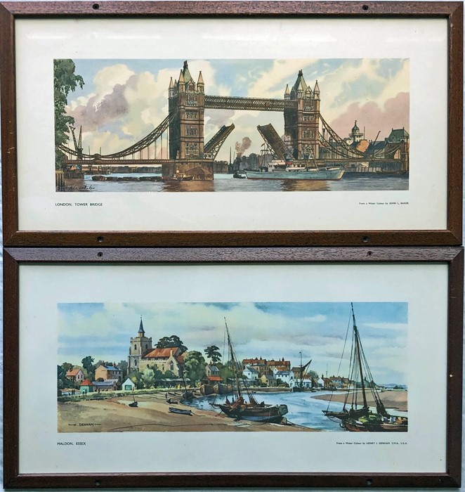 Pair of railway CARRIAGE PRINTS from the LNER post-war series comprising 'London, Tower Bridge' by