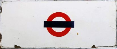 London Underground enamel PLATFORM FRIEZE PLATE in the early style featuring a red & blue