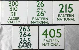 Selection (5) of London Transport bus stop enamel E-PLATES for other operators comprising Alder