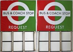 London Transport enamel BUS & COACH STOP FLAG (Request) A 1950s/60s 'bullseye'-style, E6-size,