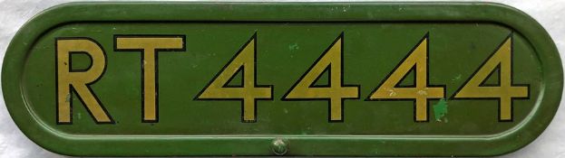 London Transport RT bus BONNET FLEETNUMBER PLATE from green RT 4444. The original RT 4444, a red bus