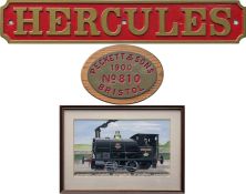 Locomotive cast-brass NAMEPLATE & WORKSPLATE from British Railways (Western Region) Peckett W4 Class