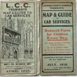 Pair of LCC Tramways POCKET MAPS comprising issues dated April 1915 and July 1915. The first is in
