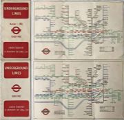 Pair of WW2 London Underground diagrammatic, card POCKET MAPS by Henry Beck and comprising issues No