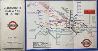 1933 London Underground H C Beck diagrammatic, card POCKET MAP from the first-year series titled '