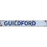 Southern Railway indicator board ENAMEL PLATE 'Guildford', probably from the departures board at