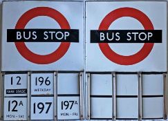 London Transport enamel BUS & STOP FLAG (Request) A 1950s/60s 'bullseye'-style, E6-size, double-