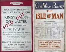 Pair of double royal-sized RAILWAY POSTERS: 1950 BR (E) 'Ivatt Atlantic Special' for the last