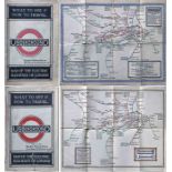 Pair of 1920s London Underground MAPS OF THE ELECTRIC RAILWAYS OF LONDON "What to See and How to