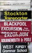 Selection (7) of modern BUS DESTINATION BLINDS, Tyvek and plastic examples, from the West Country,