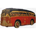 1950s painted & varnished hardboard IMAGE of Midland Red C1 BMMO/Duple coach 3302 (KHA 302). A