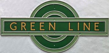 London Transport cast-alloy BULLSEYE PLATE 'Green Line' of the type fitted to the sides of the 36