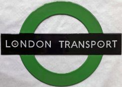 1950s/60s London Transport small, enamel BULLSEYE PLATE 'London Transport' as fitted to the sides of