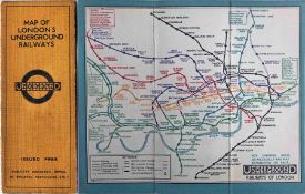 1932 London Underground linen-card POCKET MAP from the Stingemore-designed series of 1925-32. This