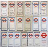 Selection (19) of 1946-72 London Underground POCKET CARD DIAGRAMS (one is a paper map). A couple are