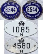 Enamel LICENCE BADGES comprising c1905-10 London Bus driver's double-sided badge 'Stage Driver 6,