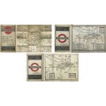 Selection (3) of early London Underground POCKET MAPS comprising undated (c1914) issue (fragile with