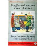 c1942 WW2 double royal-sized POSTER "Coughs and Sneezes spread Diseases...." by Henry Mayo