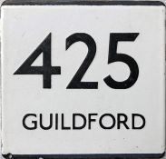 London Transport bus stop enamel E-PLATE for route 425 destinated Guildford. We suspect that this