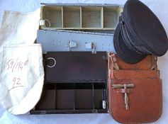 London Transport items comprising a conductor's leather CASH BAG, complete with budget key, a Senior