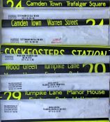 Selection (5) of 1997-2000 LONDON BUS DESTINATION BLINDS, all Tyvek 'Dayglo' examples, a mixture