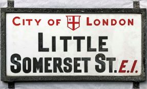 A c1920s City of London STREET SIGN from Little Somerset St, E1 which is off Mansell St in Aldgate