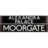 London Underground 1938-Tube Stock enamel CAB DESTINATION PLATE for Alexandra Palace / Moorgate on