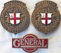 Pair of c1890s London General Omnibus Company Limited CAP BADGES from the horse-bus era and designed