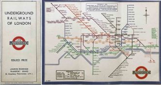 1933 London Underground H C Beck diagrammatic, card POCKET MAP from the first-year series titled '