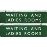 British Railways (Southern Region) enamel PLATFORM SIGN 'Waiting and Ladies Rooms'. A double-